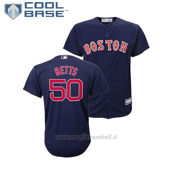 Maglia Baseball Bambino Boston Red Sox Mookie Betts Cool Base Majestic Alterner Replica Blu